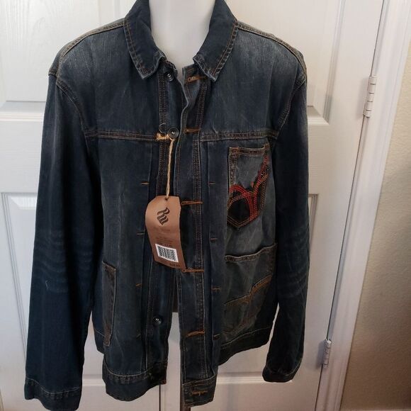 NWT Men's Rocawear Medium Wash Denim Jacket - Picture 1 of 4